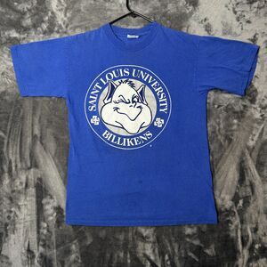Vintage 1990s NCAA Saint Louis University Billikens Short Sleeve Blue T-Shirt L